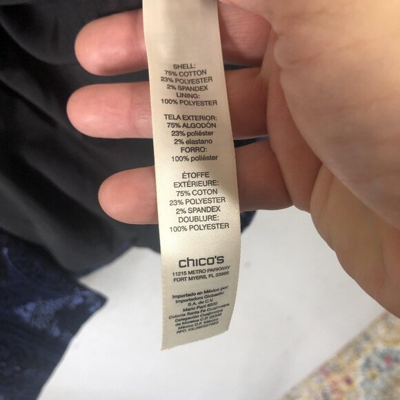 Chicos Blazer Womens 3 Blue Velvet Paisley Jacket Dressy Evening Formal Holiday - Picture 6 of 16